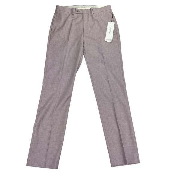 Calvin Klein Mens X Slim Fit Wool Blend Stretch Sharkskin Suit Pants Pink 34x34 - Picture 1 of 4
